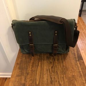 Waxed Canvas Briefcase Waterproof Leather Brass